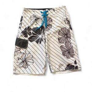 Vintage Joe Boxer Black & White Floral Swim Trunks